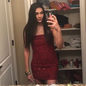 Red Sequin Mini Dress